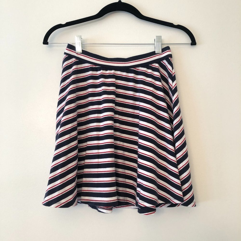 Hollister Navy Striped A-Line Skirt | Preppy Cotton Mini | Size S - Picture 5 of 9